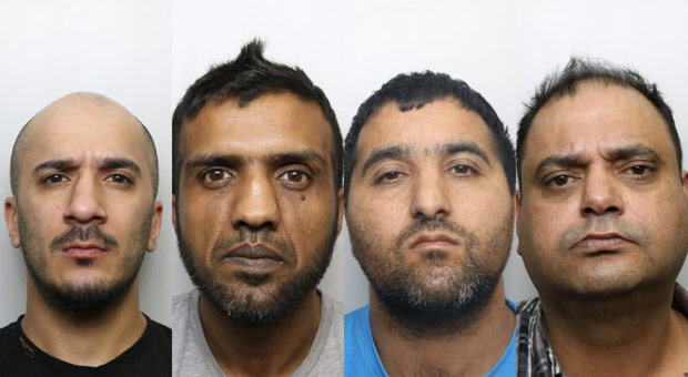 usman ali  banaras hussain  abdul majid and gul riaz and two other men were jailed for a total of 55 years