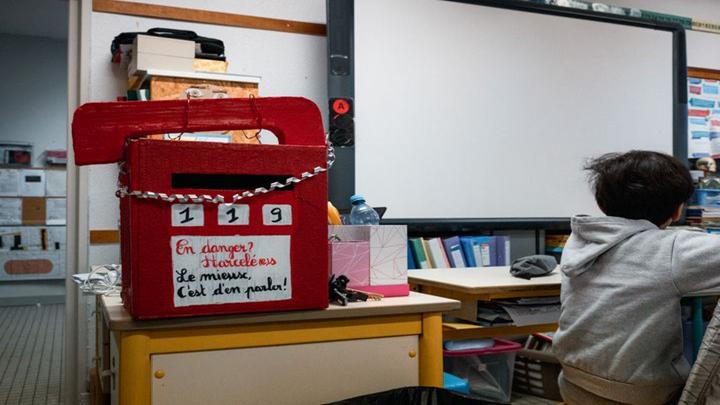 Sensibilisation au harcèlement en milieu scolaire, ici à Perpignan le 22 avril 2022. (ARNAUD LE VU / HANS LUCAS)