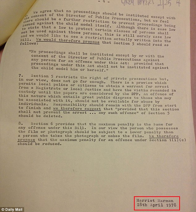 Signed: The Labour Deputy Leader's name is carried at the bottom of a briefing that argued that a pornographic picture of a naked child should not be considered indecent unless it could be proven that the subject had suffered